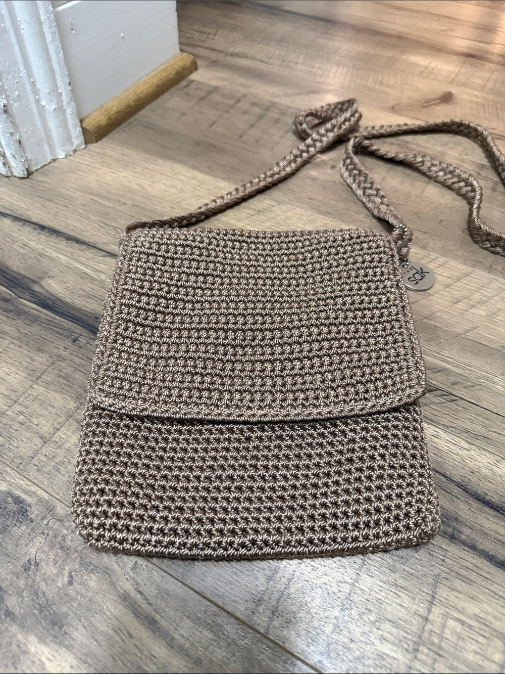The Sak Braided Woven Crossbody Bag in Taupe - Picture 2 of 7